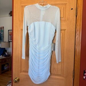 NWT Elegant Light Blue Ruched Dress